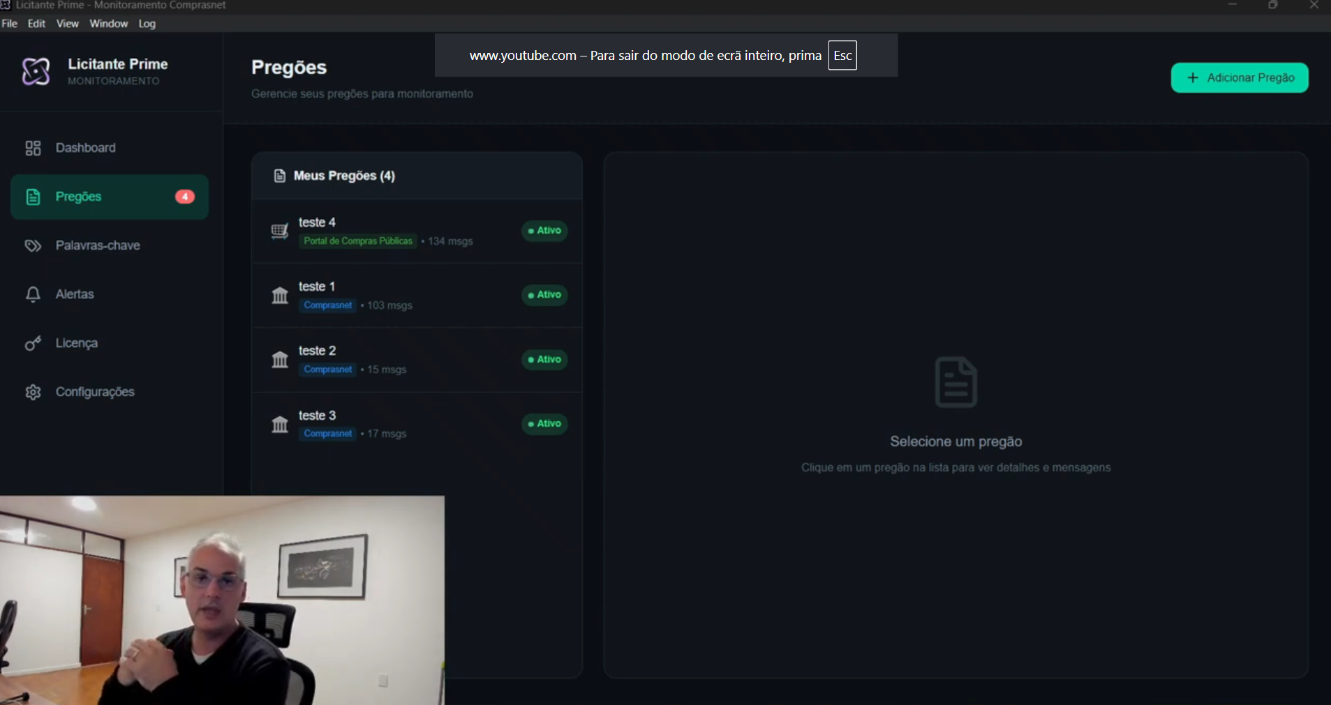 Adicionando um pregão no seu monitoramento de chat